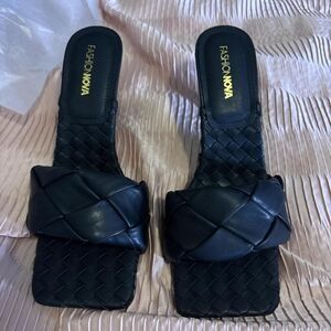 Fashion Nova Black Braided Sandals